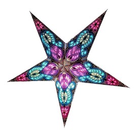 YEPSIO Paper Star Lantern Lampshade Paper Star Light Shades Large 60cm Star Hanging Decorations for Christmas Wedding Home Decoration Birthday Party Stars (Royal Blue, Black, Multi)