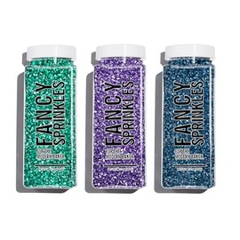 Fancy Sprinkles Sugar Nest Set, Pearlescent, Sparkly Sugar Crystals (Amethyst Purple, Emerald Green and Kyanite Blue) (8 OZ)