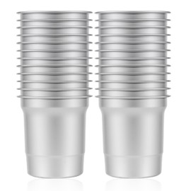 ABUKE Disposable 16oz Aluminum Cups, 24-Pack – Heavy Duty Recyclable Cold Drink Cups for Parties & Events