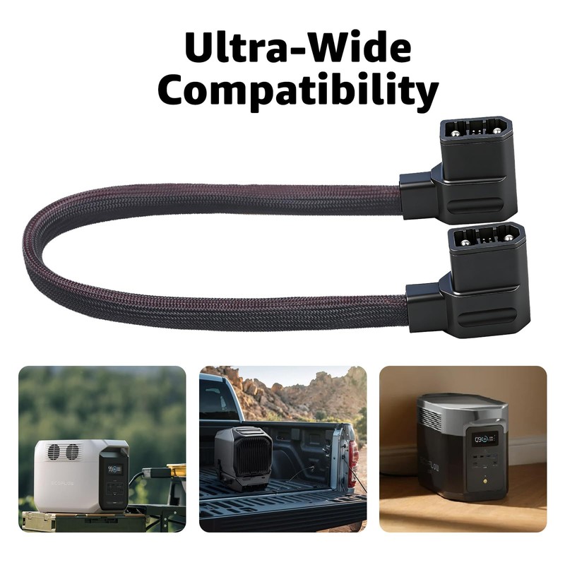 Extra Battery Connection Cable XT150 Gray Braided 20 Inches, Compatible