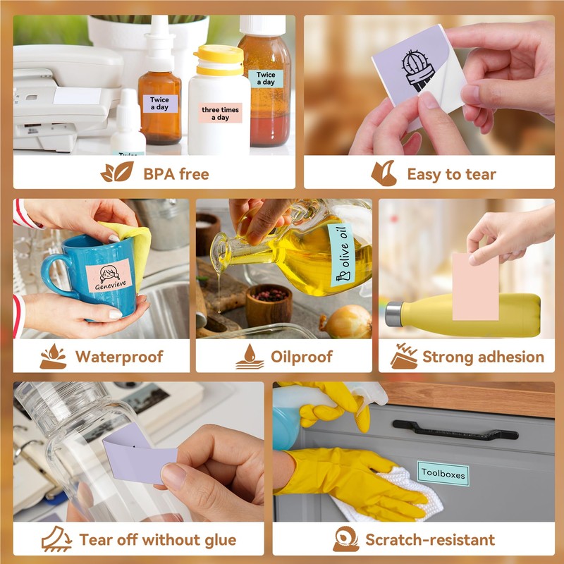Phomemo Printer Paper for Sticker Printer, Thermal Paper for Inkless