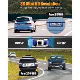 Dash Camera for Cars, 8K Ultra HD Dash Cam Front and Rear, Dash Cam with App Control, 32GB Card, Built-in Wi-Fi & GPS, 3.16”IPS Screen, 170°Wide Angle, WDR, Night Vision, 24H Parking Mode