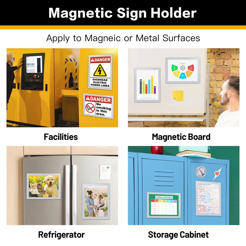 VAIIGO A4 Magnetic Sign Holder for Fridge, 10Pack Magnetic Display