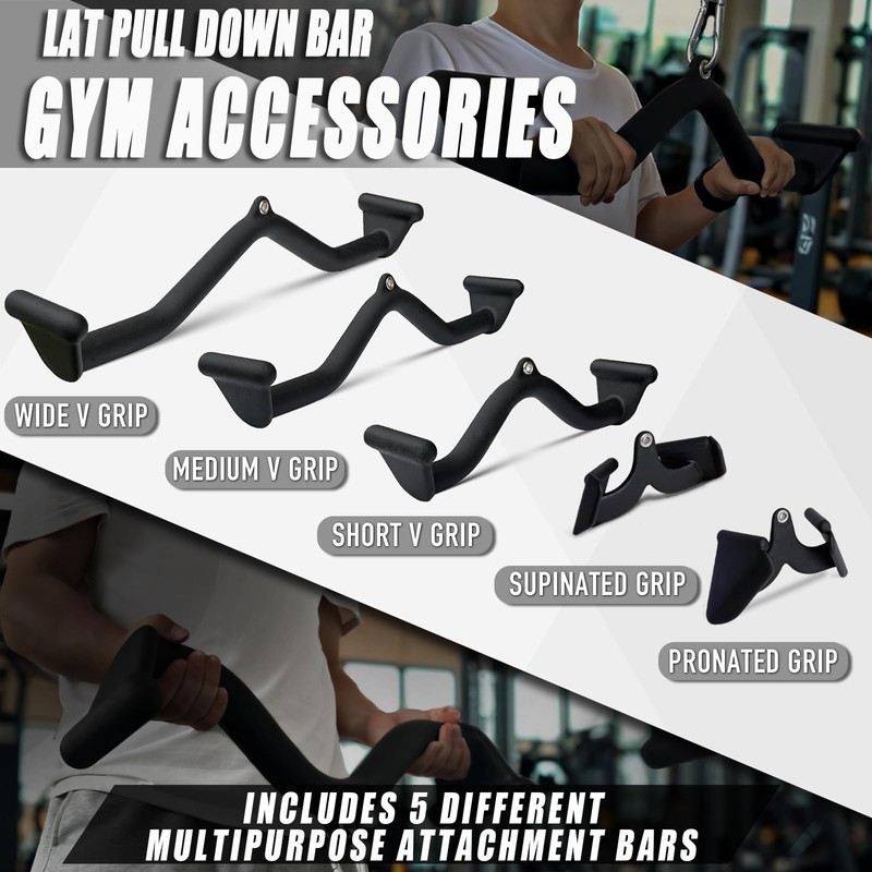 BLUSLM Lat Pull Down Bar T bar Row Attachment，V Bar
