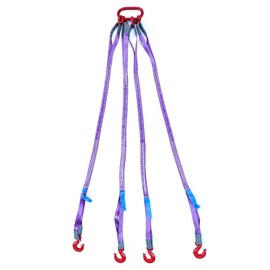 QWORK 5Ft Sling With 4 Legs Grab Hook and Adjuster, 3T G80 Alloy Steel Engine Lift Chain Link Eye Hook, 6600lbs Hoist Complete Rigging for Safe Towing and Handling of Cargo