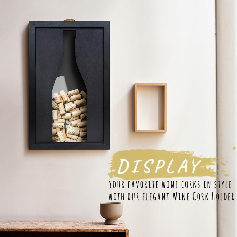 flinelife Wooden Wine Cork Holder, 13x8, Wine Cork Collector Shadow
