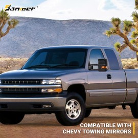 Towing Mirrors for 1999-2002 Chevy Silverado GMC Sierra 1500 Tow Mirrors, 2000-2002 Suburban Tahoe Sierra Yukon 1500 2500 with Power Heated Arrow Turn Signal Light Backup Light Extendable Pair Set