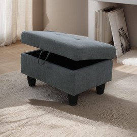 NicBex Small Ottoman Storage Upholstered Flannel Ottoman Foot Rest with Legs Rectangle Footstool Ottomans for Couch, Living Room and Bedroom, Dark Grey