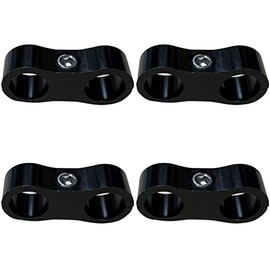 GRmkt Aluminum Hose Separator Clamp Car Wiring Fixing Mounting Hardware Storage Extension AN6 Black 4 Piece Set