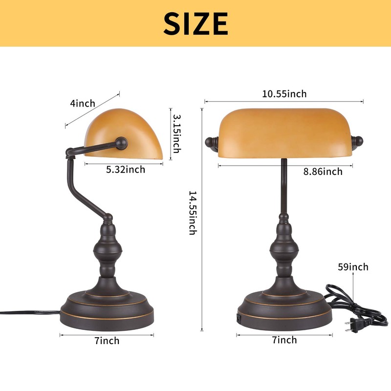 Liylan Banker Desk Lamp Touch Control, Vintage Banker's Desk Lamp