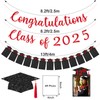 2025 Graduation Photo Banner Decorations, Red Congrats Grad Banner, Kindergarten