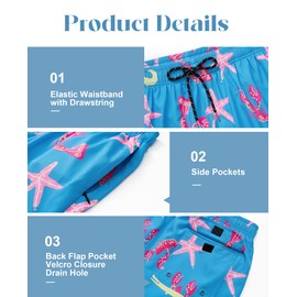 Milin Naco Mens Swim Trunks 5 inch Quick Dry Board Shorts with Zipper Pockets Mesh Lining Bathing Suit Beach Shorts