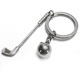 RDD Creative Sporting Golf Club and Ball Silver Metal Keychain Gift Novelty