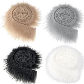 4 Stück Kunstfell zum Basteln Kunstpelz Band Fellstoff Fellband Fell Basteln Kunstfell Band Kunstpelz Stoff für Weihnachtsmann Zwerg Haare Bart Kapuze DIY Weihnachts Dekoration