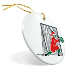 Lacrosse Ceramic Ornament | Santa Goalie Christmas Ornament