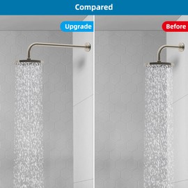 Hibbent 16 Inch All Metal Shower Extension Arm, Extra Long Shower Arm with Flange, Stainless Steel Rainfall Shower Arm Water Outlet, Wall Mounted Shower Head Extender Arm, Brushed Nickel