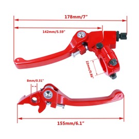 HOLATO Folding Clutch Brake Lever for 50cc 70cc 110cc 125cc 140cc 150cc Apollo RFZ125 DB007 DBX15 X18 X19 Tao Tao DB17 DB27 Coolster M125 SSR Thumpstar Chinese Pit Dirt Bike Motorcycle Red