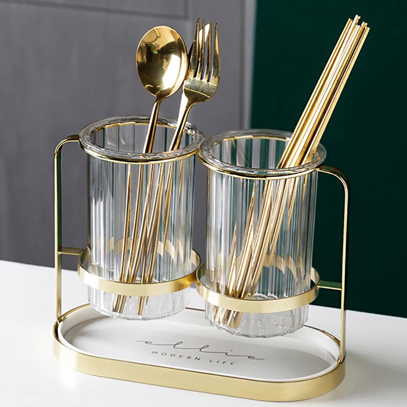 Kivsty Utensils Silverware Holder with Metal Bracket, Cutlery Caddy, Flatware