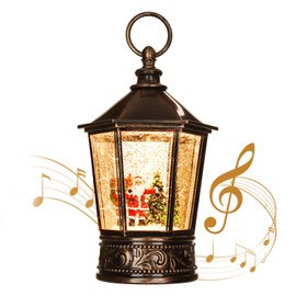 Christmas Lantern-Snow Globe,Water Lantern with Music and Santa Claus-USB or Battery-Powered Christmas Lanterns, Rotating Flashing Lanterns, Christmas Decorations