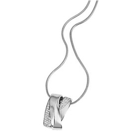 Goldmaid Women's Necklace 925 Sterling Silver 44 Zirconia White Snake 45 cm, Silver, Cubic Zirconia