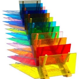 ILLUCKAI 12 Sheets Transparent Stained Glass Sheet Rainbow Colors, 6 x 4 inch Stained Glass Supplies Mosaic Glass Tiles for Stained Glass Artwork Mosaic Crafts