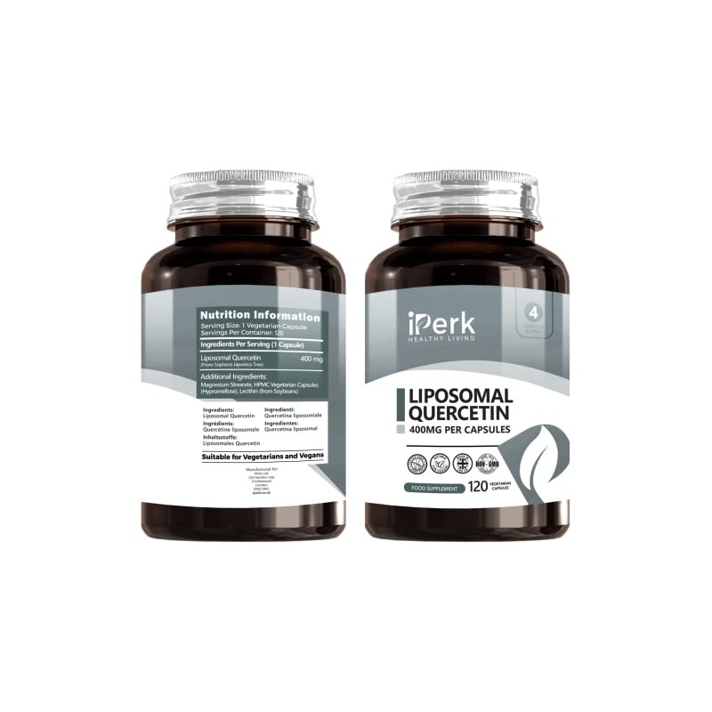iperk Liposomal Quercetin Supplement 400mg | 120 High Strength Vegetarian