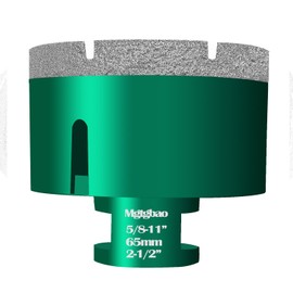 Mgtgbao Diamond Core Drill Bit, 1Pcs 2-1/2"(65mm) with 5/8-11 Thread Dry Drilling for Porcelain Tile Ceramic Masonry Brick Granite Marble Stone (Green)