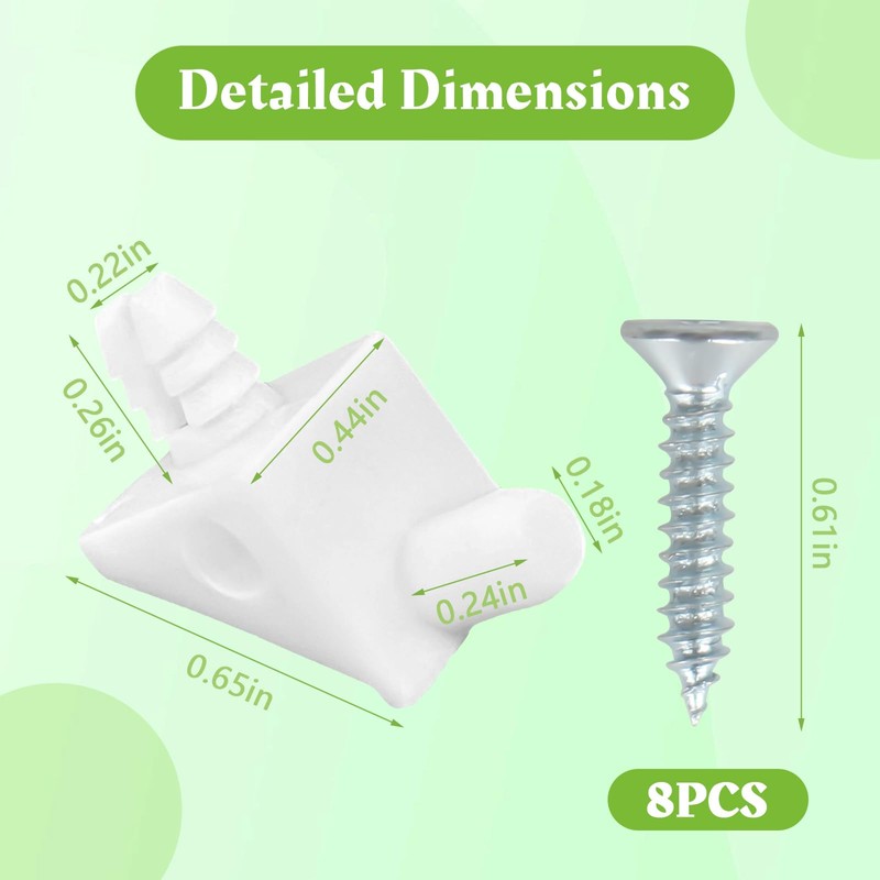 SuperDi White Shelf Support Pins Brackets with Self-Tapping Screws, 90°