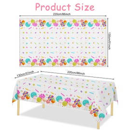 HOGUSSTA Candy Land Plastic Table Cover Candyland Decorations Candy Party Decorations Tablecloths Disposable Lollipop Candy Table Covers for Baby Shower Dessert Time Two Sweet Party Decorations 2 Pack