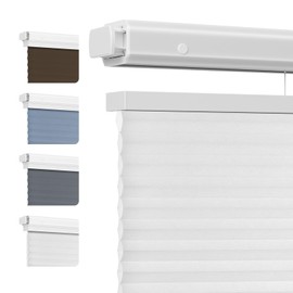 Grandekor No Drill Top Down Bottom Up Cellular Shades for Windows,Cordless Window Blinds for Indoor Windows,Light Filtering White,34" W x 64" H,Honeycomb Blinds Easy to Install