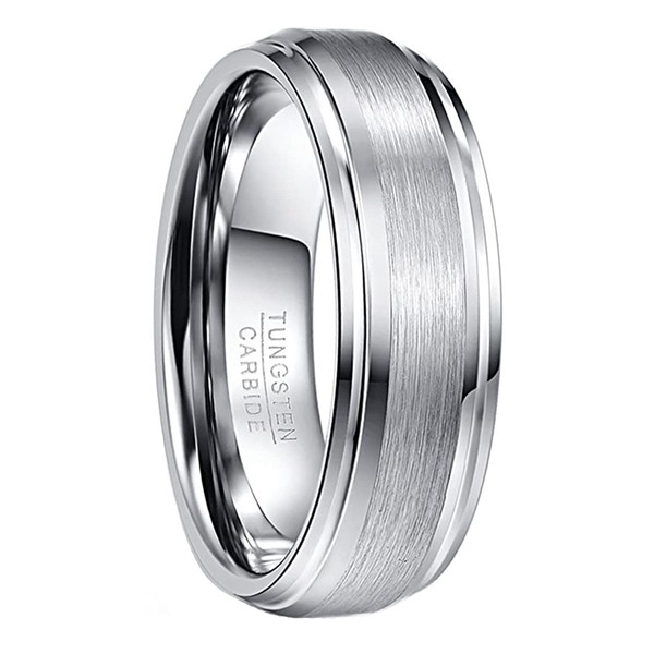 NUNCAD Tungsten Ring Men/Women's Silver Grey 6 mm 7 mm