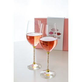 Wine Glasses- Crystal Stemmed Glassware Set (Gold)