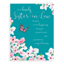 Piccadilly Greetings Luxury Beautiful Contemporary Birthday Card Lovely Sister in Law - 8 x 6 inches - Koko Designs K70011