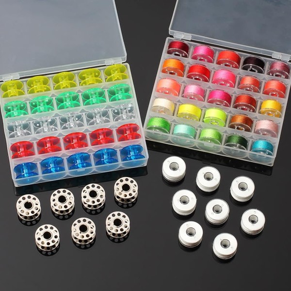 36 pcs Sewing Machine Bobbin Threads with Bobbin Case, Sewing