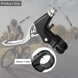 QKTYB 1 Pair Bicycle Brake Levers Universal Full Aluminium Alloy BMX Brake Levers Hand Brakes for MTB/BMX Mountain Road Bike Bicycles Brake Handle 2.2cm Diameter (Black) (Silver)