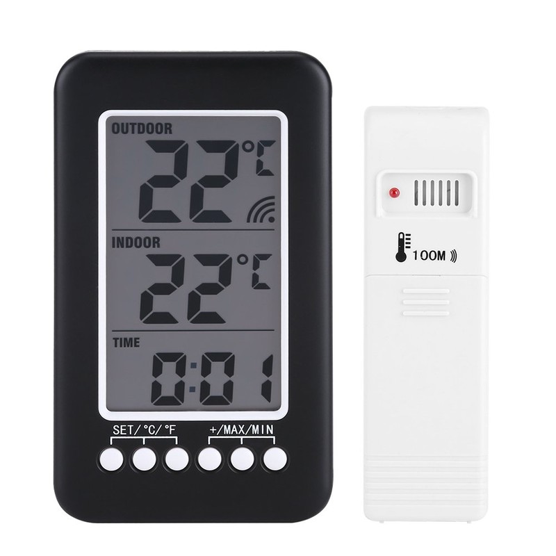 LCD Digital Temperaure Meter Thermometer Indoor Outdoor with Clock Temperature