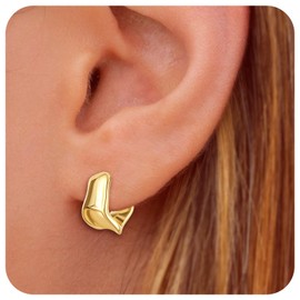 Chunky Gold Hoop Earrings for Women, 14K Gold/Silver Plated Statement Geometric Drop Dangle Earrings Trendy Knot Stud Hypoallergenic Fashionable Gift for Women