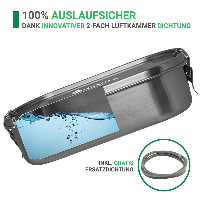 iQVita Stainless Steel Lunch Box, Leak-Proof