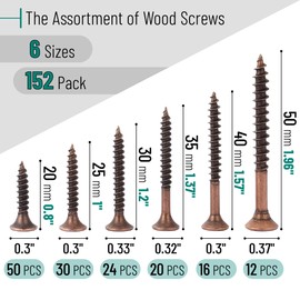 Mr. Pen- Wood Screws Assortment Kit, 152 pcs, Bronze, Phillips Tips, Assorted Wood Screws, 6 Sizes (2”, 1-1/2”, 1-1/4”, 1”, 3/4”, 1/2”)