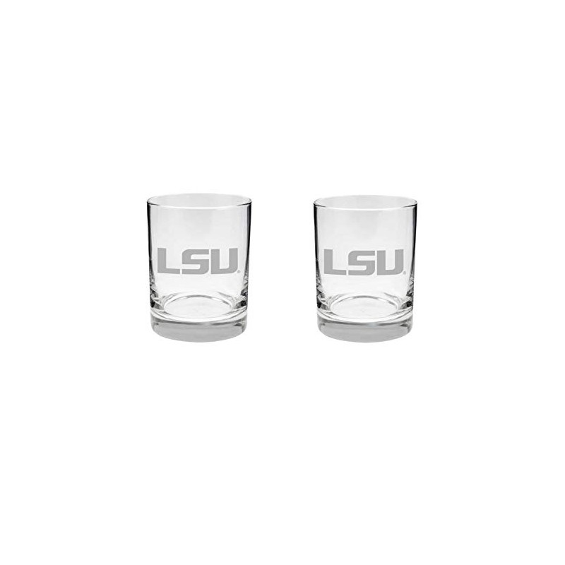 LSU Tigers 2-Sided Satin Finish, Rock, or Beverage Glass -