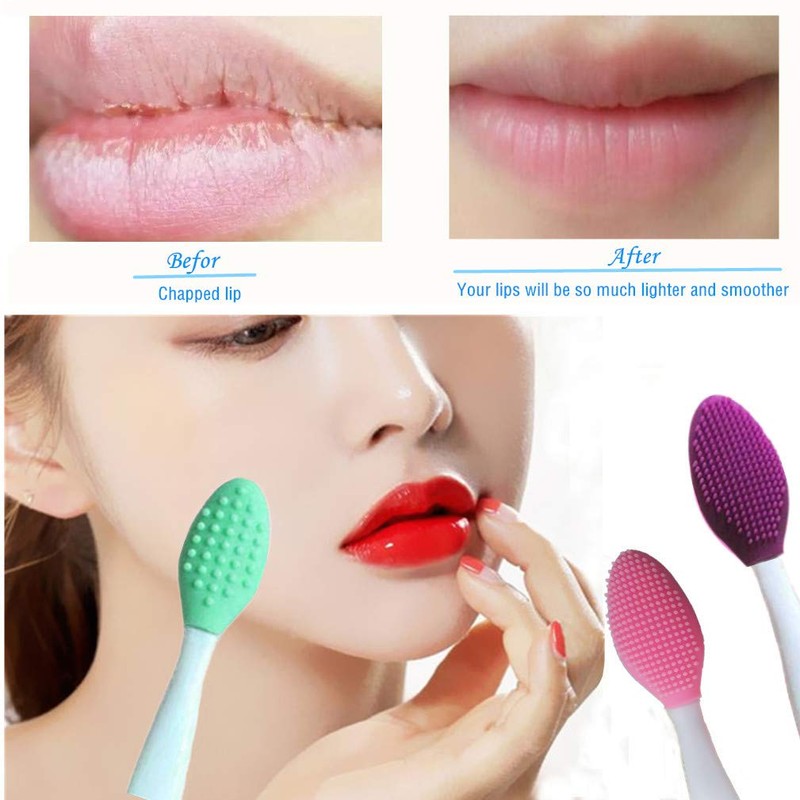 3 Pcs Lip Scrub Brush,Lip Scrubber Exfoliator,Double-Sided Silicone Lip Brush