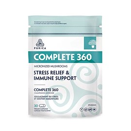 PURICA PURICA Complete 360 Micronized Mushroom Blend - 30 Vegan Caps 10-Day Supply - Support with Cordyceps, Turkey Tail, Ashwagandha, Organic Sun Mushroom, Red Reishi, Maitake, Lion's Mane, Chaga, Shiitake