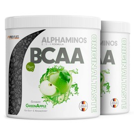 BCAA Powder 2 x 300 g Green Apple – Test Winner – Alphaminos BCAA 2:1:1 – The Original from ProFuel – Essential BCAA Amino Acids – Incredibly Delicious Taste – 100% Vegan – Top Solubility
