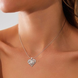 Glitterite Moissanite Necklace for Women, 1 Carat Moissanite 925 Sterling Silver Heart Pendant Necklace Lab Created Diamond Necklace, Birthday Gift Anniversary Present for Wife Girlfriend Mom Her