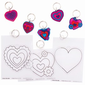 Baker Ross Heart Shrink Film Key Ring - Pack of 10, Craft Set for Children to Colour and Hang on Valentine's Day (FC478), Medium