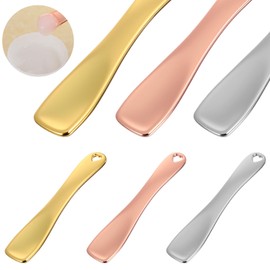 guduling 3 Pcs Skin Care Spatula, Spatula for Skincare, Hollow Heart Shape, Reusable, Applicator, Suitable for Masks, Creams, Lotions (Silver, Gold, Pink)