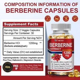 2 Pack Premium Berberine HCL 1200mg, Healthy Cholesterol, Anti-inflammatory