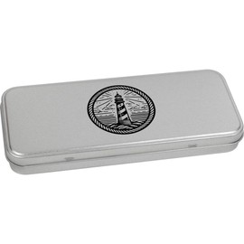 Azeeda 'Lighthouse And Rope' Metal Hinged Stationery Tin/Storage Box (TT00244603)