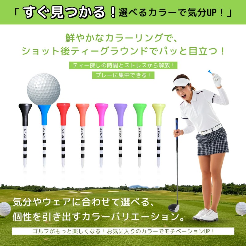 &FUN Golf Tee, Rubber Head, Long Tee, 3.3 inches (83