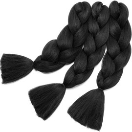 Kanekalon Jumbo Braiding Hair Extensions High Temperature Fiber Crochet Twist Braids 24inch 3pcs/lot (1B)